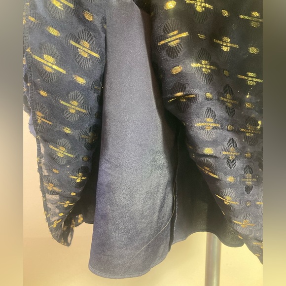 🐲💙J.Crew Gold Metallic Textured-Dot Navy Dress - Picture 8 of 12